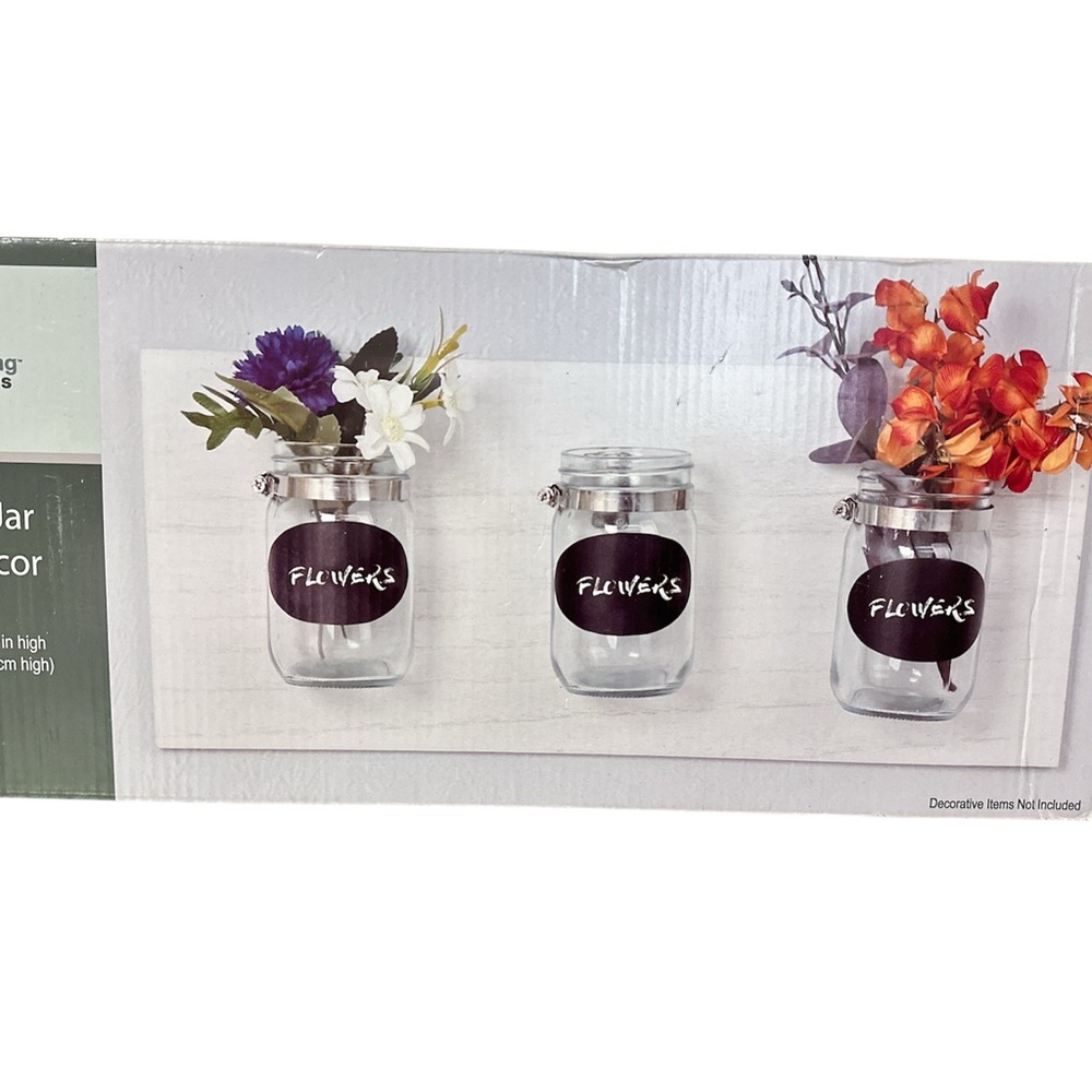 Glass Jar Wall Decor with Flowers
